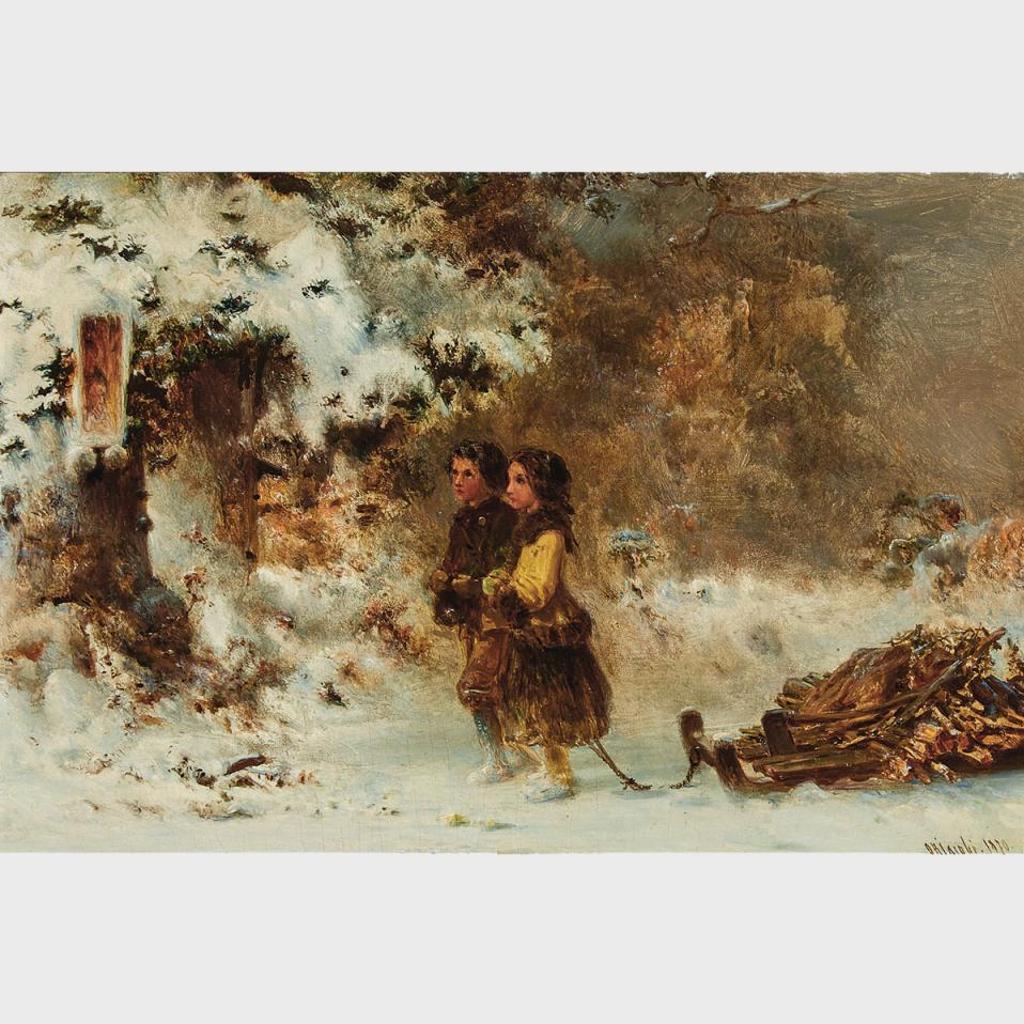 Otto Rheinhold Jacobi (1812-1901) - Two Children Hauling Firewood