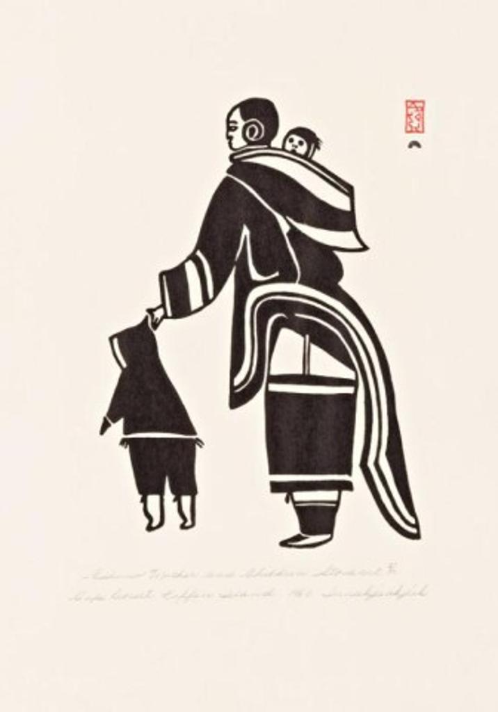 Innukjuakju Pudlat (1913-1972) - Eskimo Mother and Children