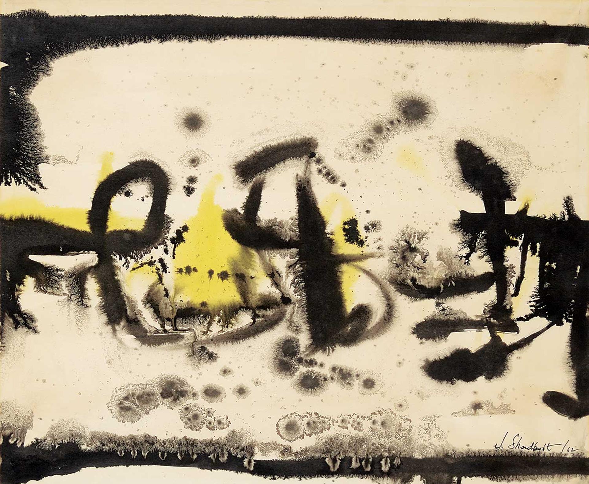 Jack Leaonard Shadbolt (1909-1998) - Untitled - Calligraphy with Yellow