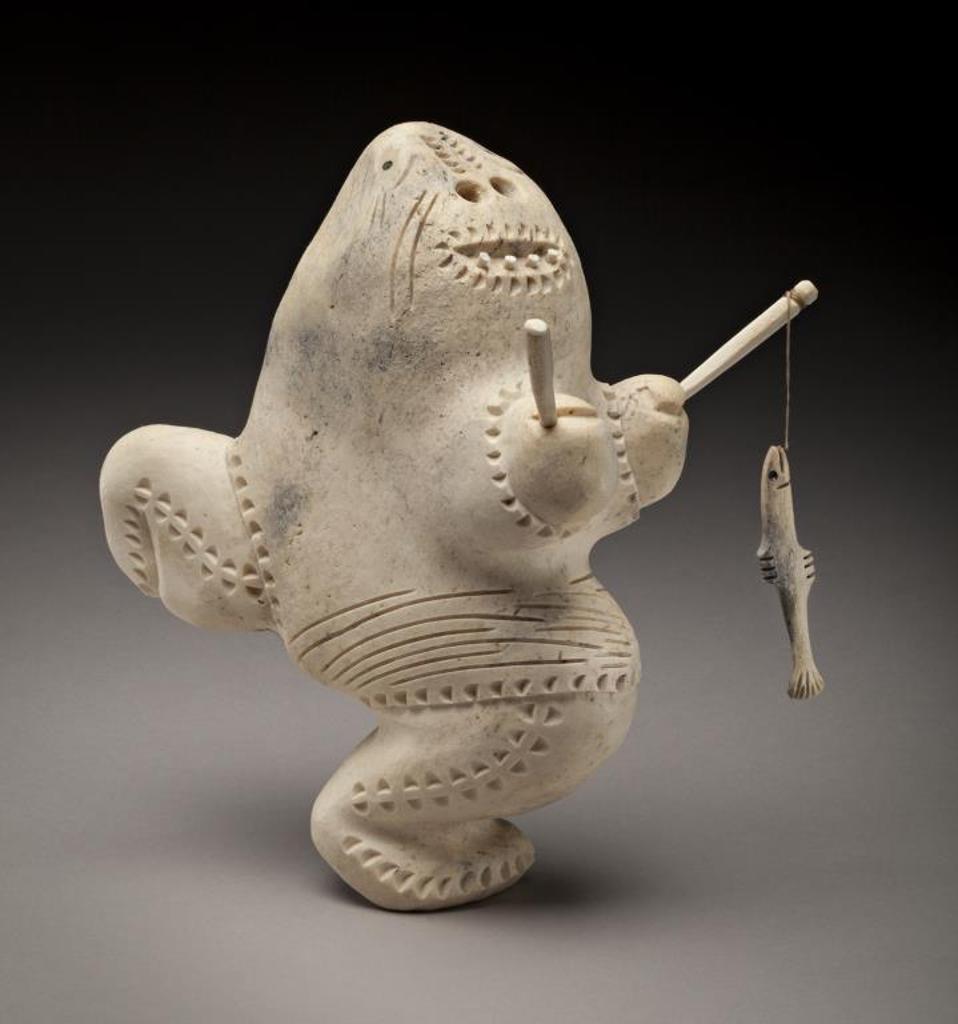 Andrew Palongayak (1946) - Excited Fisherman, early 1990s, whale bone