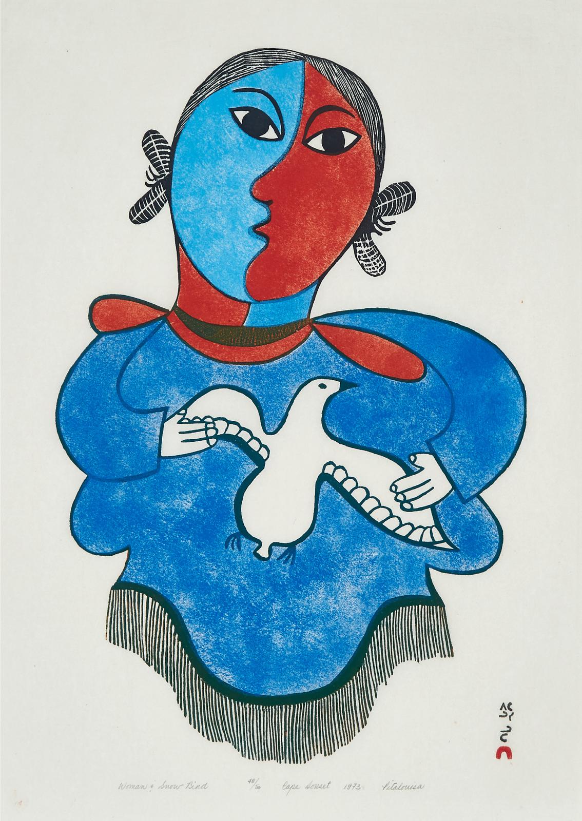 Pitaloosie Saila (1942-2021) - Woman & Snow Bird