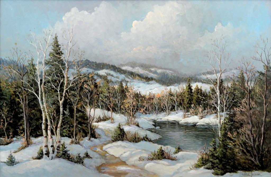Anna Jalava (1926) - Winter Landscape with River
