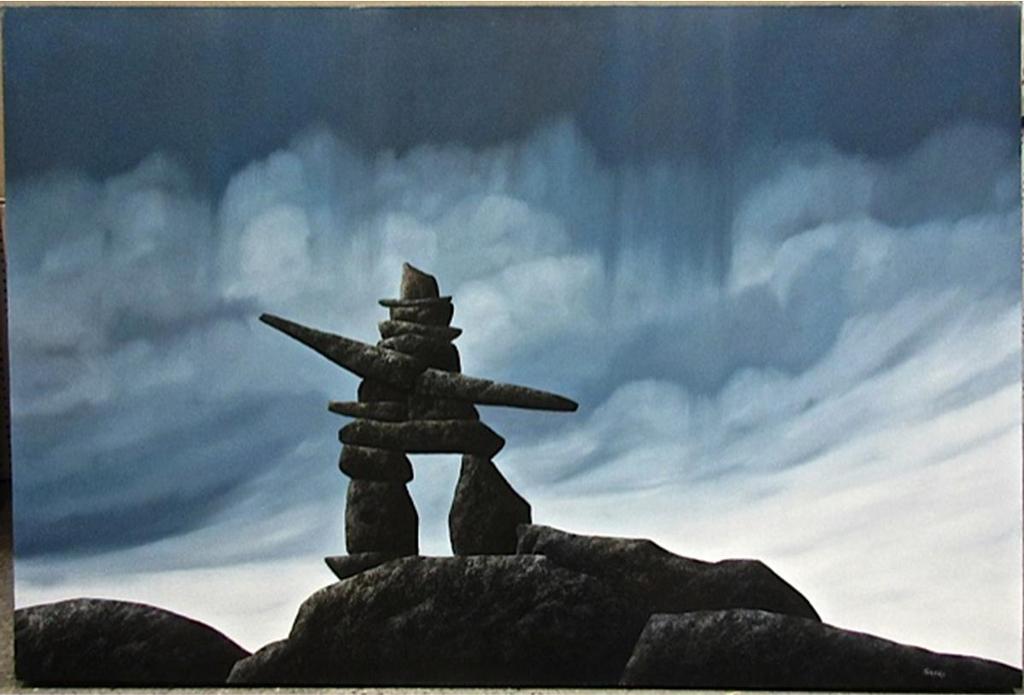 Kenneth (Ken) Michael Kirkby (1940-2023) - Northern Landscape With Inukshuk