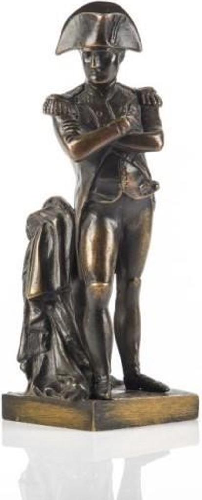 Emile Guillemin (1841-1907) - Sculpture of Napoleon standing on base with arms crossed, leaning against draped plinth and wearing famous hat and military clothing