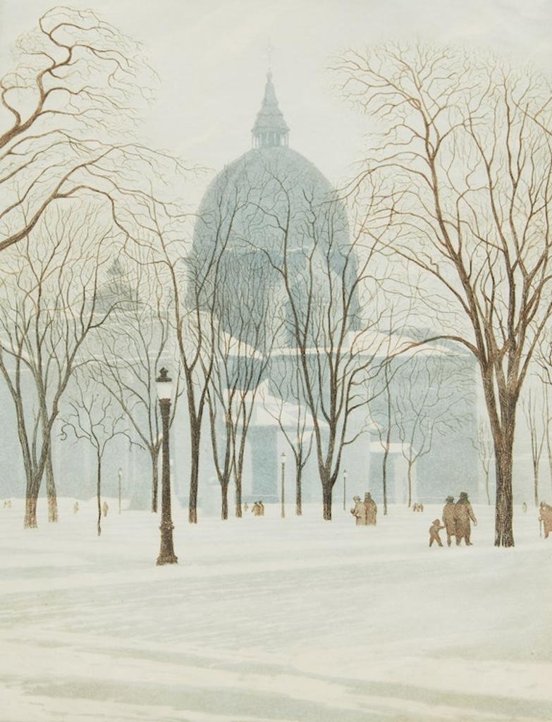 Frederick Bourchier Taylor (1906-1987) - St. James Cathedral from Dominion Square, Montreal