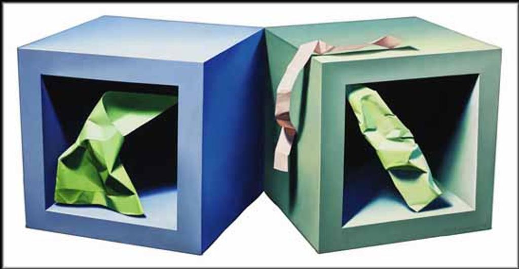 Yrjö Edelmann (1941) - Twin Cubes with Paper Objects