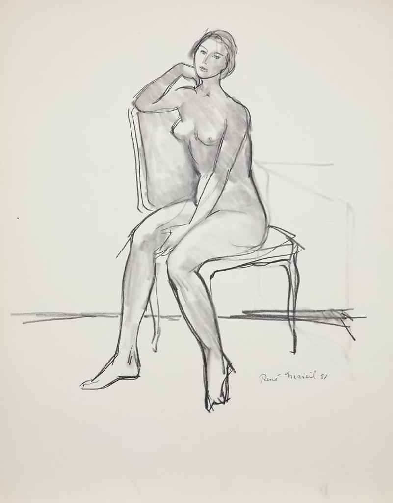 Rene Marcil (1917-1993) - Untitled - Nude Seated on Chair
