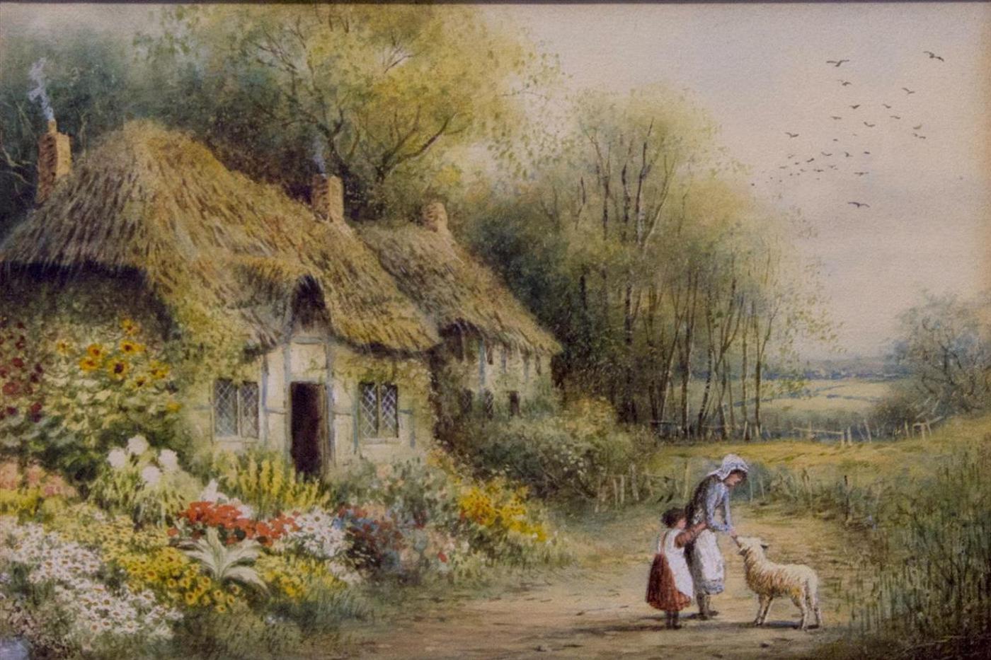 R. Thornton - Untitled - Mother and Child Near Cottage