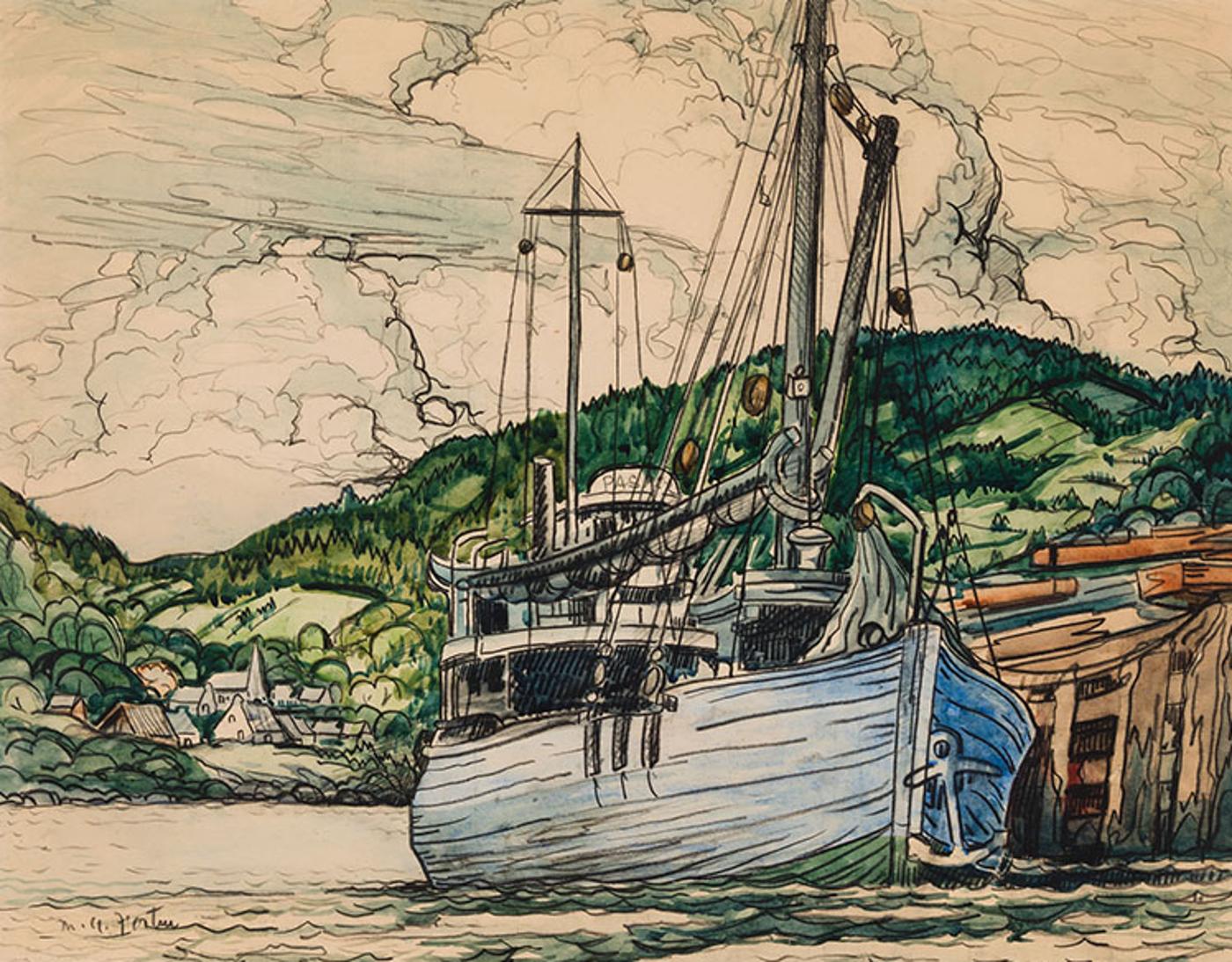 Marc-Aurèle Fortin (1888-1970) - Bateau au port