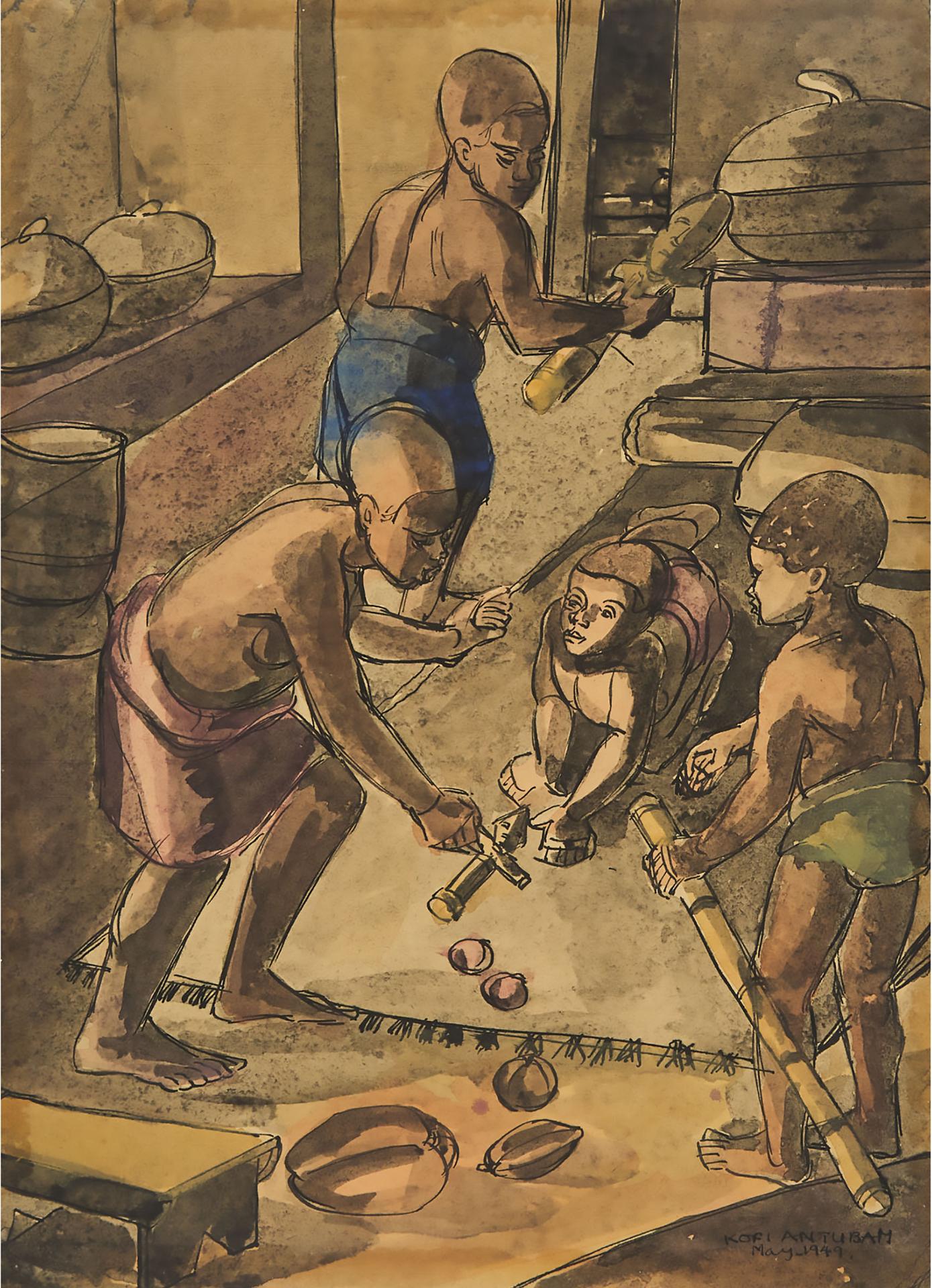 Kofi Antubam - No. 15, Teaching The Child To Crawl In Akan Home, 1949