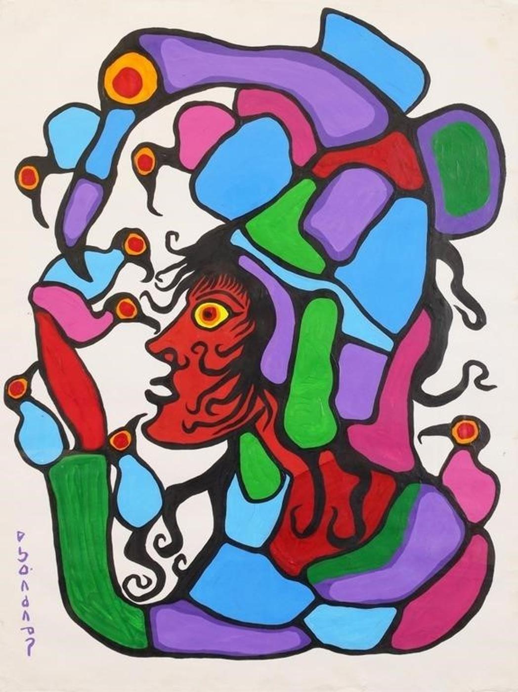 Norval H. Morrisseau (1931-2007) - Shaman Transforms Into Thunderbirds