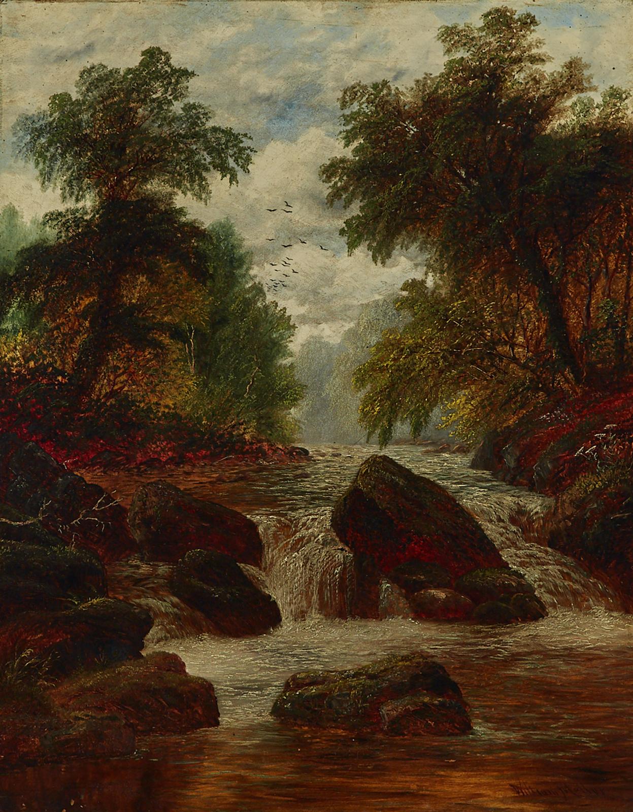 William Mellor (1851-1931) - Woodland Waterfall