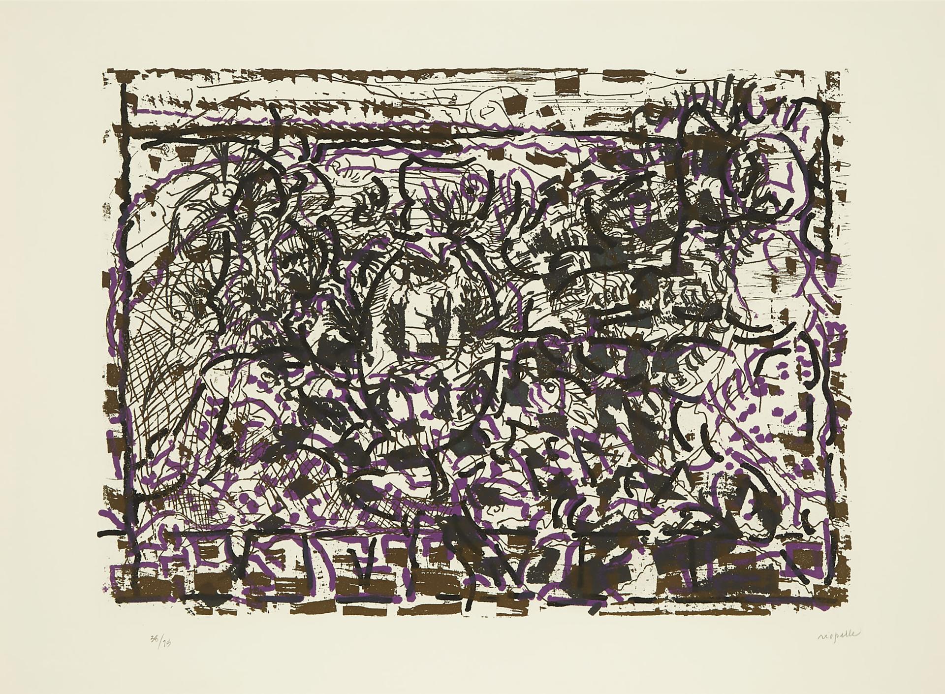 Jean-Paul Riopelle (1923-2002) - Qu'a Tord Son Linge (Serie Dommage), 1990 [yseult Riopelle, 1990.05est.Gr]
