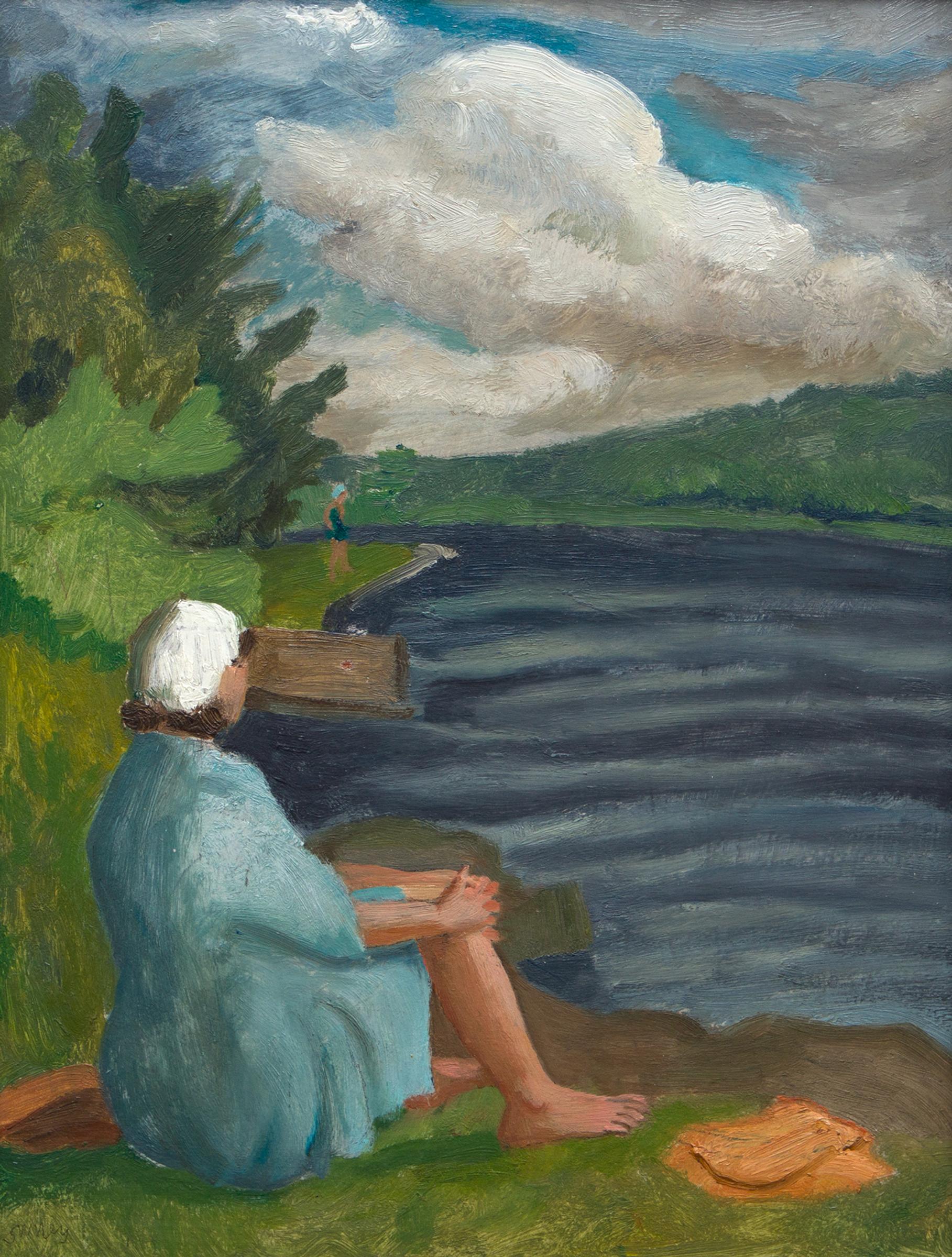 Philip Henry Howard Surrey (1910-1990) - Portrait de femme au lac Massawippi, c. 1940