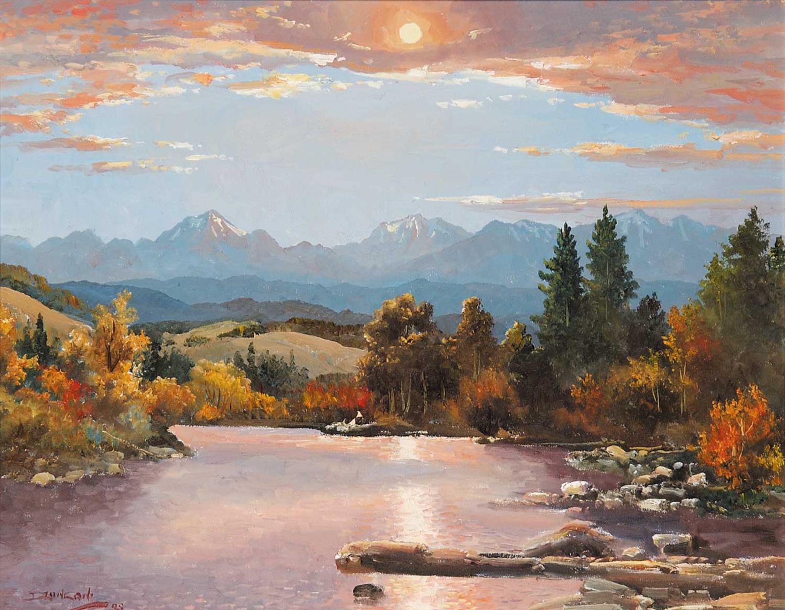 Duncan Mackinnon Crockford (1922-1991) - Sunset Along the Highwood River, West of Longview, Alberta