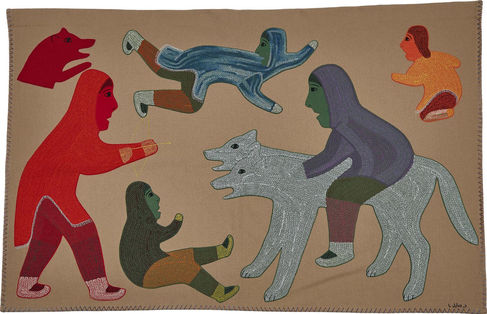 Victoria Mamnguqsualuk (1930-2016) - Kiviuk Riding Two Headed Dog