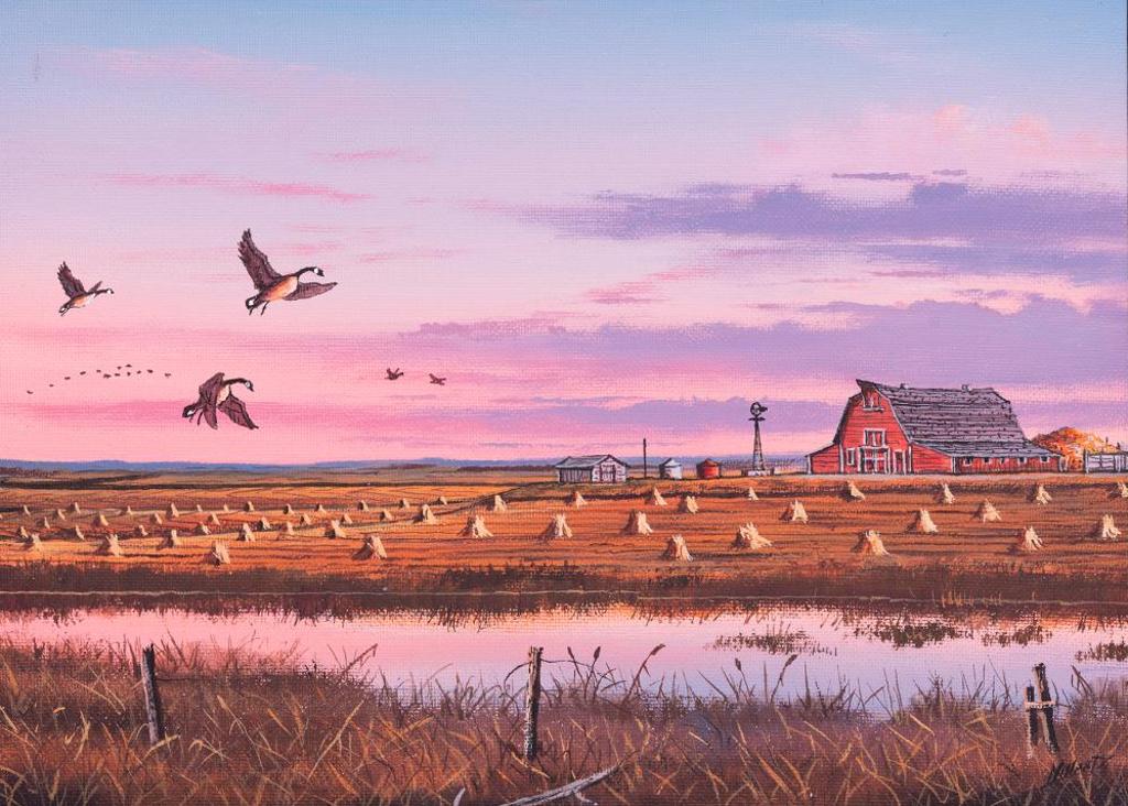 Bob Millard (1947-2014) - Untitled - Canada Geese at Harvest Time