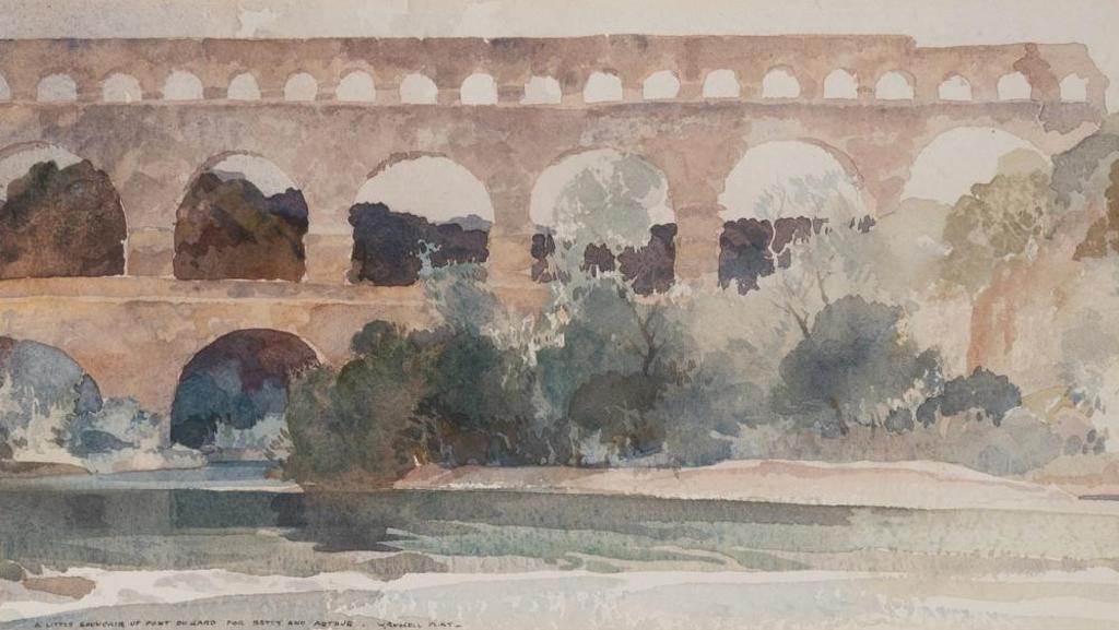 William Russell Flint (1880-1969) - A Little Souvenir of Pont du Gard for Betty and Arthur