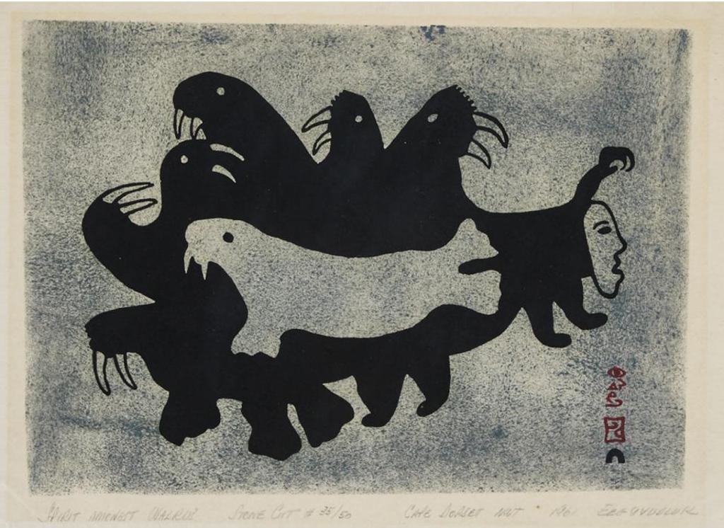 Eegyvudluk Pootoogook (1931-1999) - Spirit Amongst Walrus