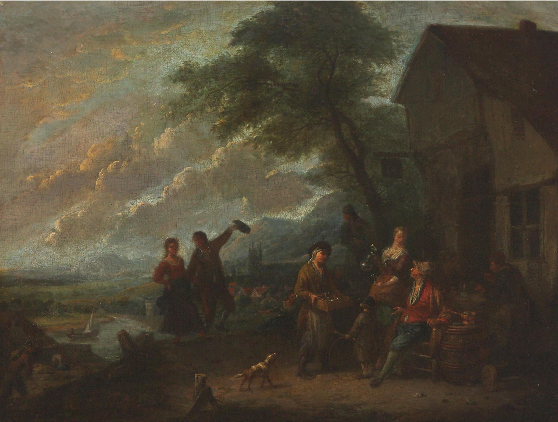 Follower of Cornelis Dysart (1660-1704) - Gathering Outside A Village Tavern