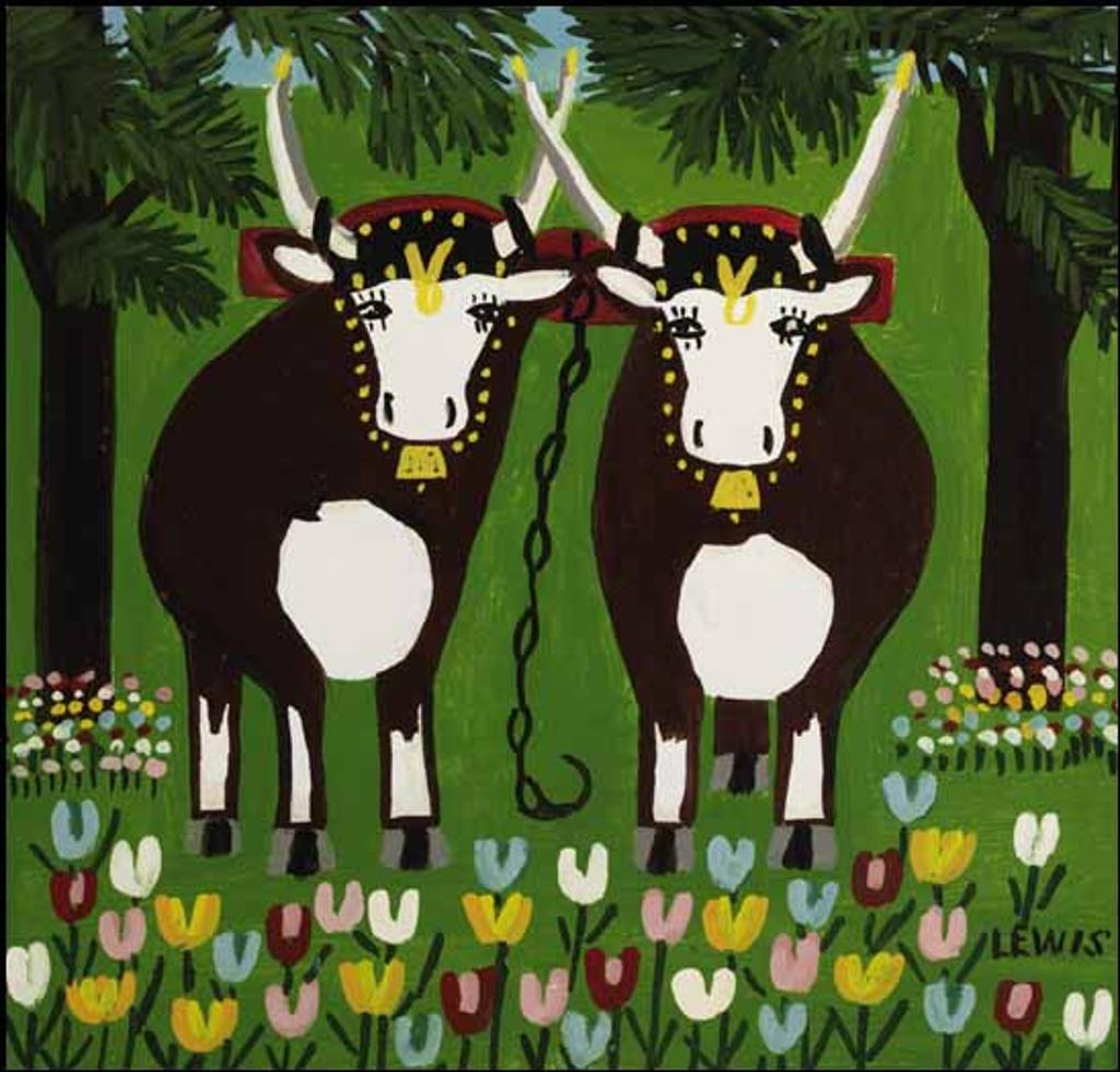 Maud Kathleen Lewis (1903-1970) - Two Oxen in Springtime