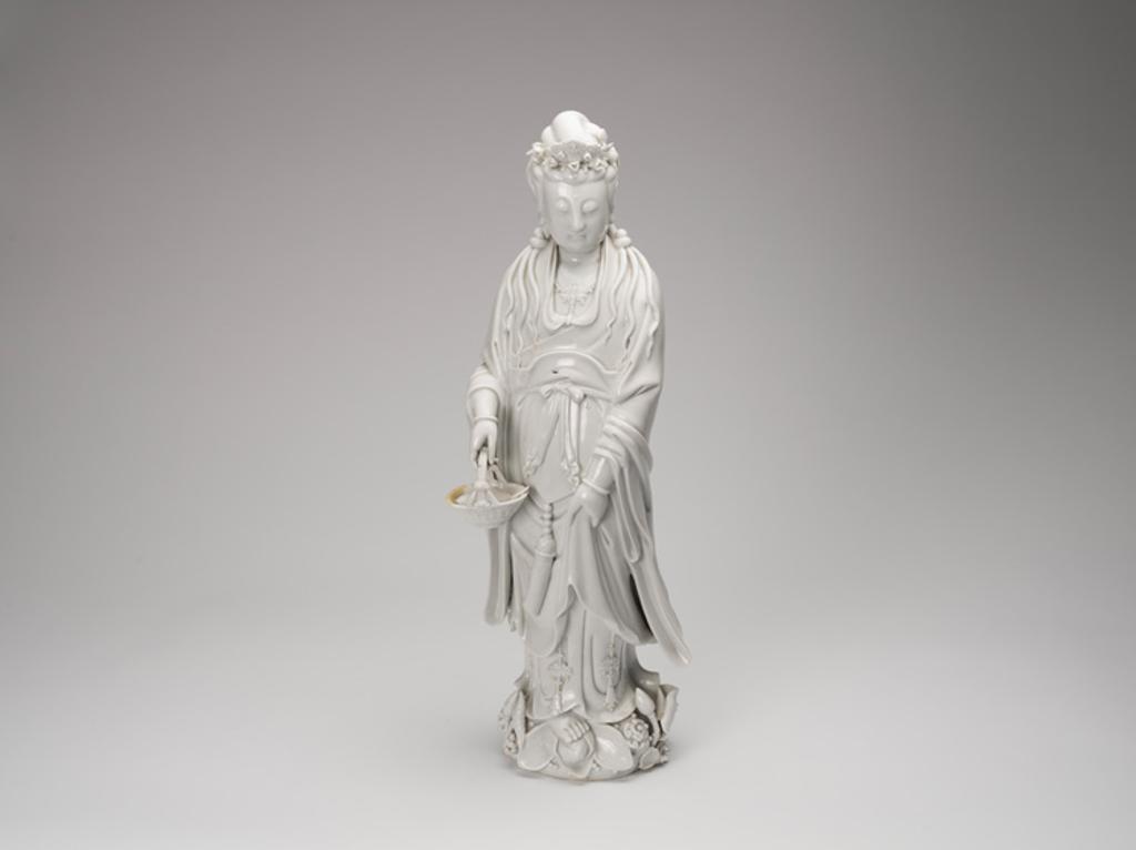 Chinese Art - Large Chinese Blanc-de-Chine Standing Figure of Guanyin, 19th Century