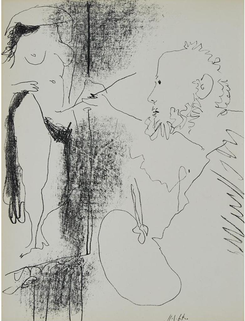 Pablo Ruiz Picasso (1881-1973) - Le Peintre Et Son Modele (Frontispiece For Picasso, Lithographe Iv), 1964 [mourlot, 399]