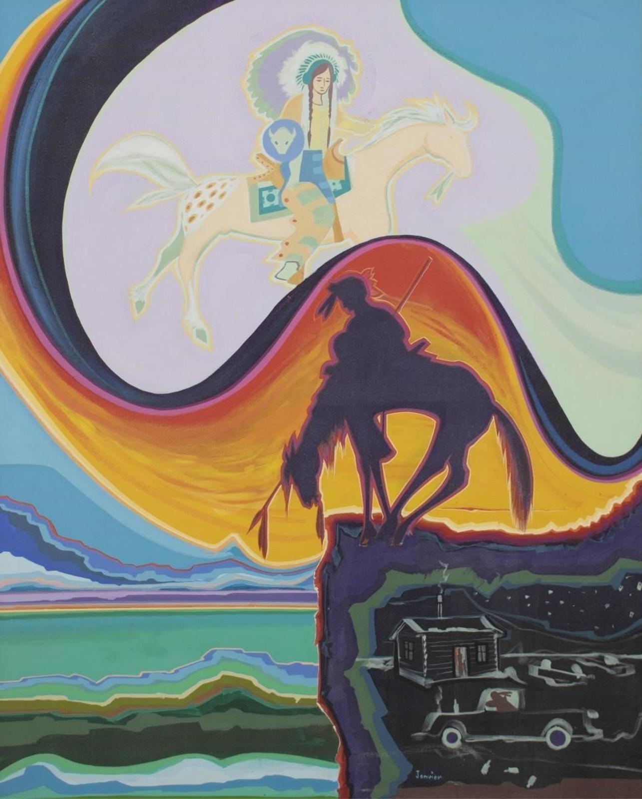 Alex Simeon Janvier (1935) - Indians Unlimited (On The Trail To Happy Hunting Grounds); 1990