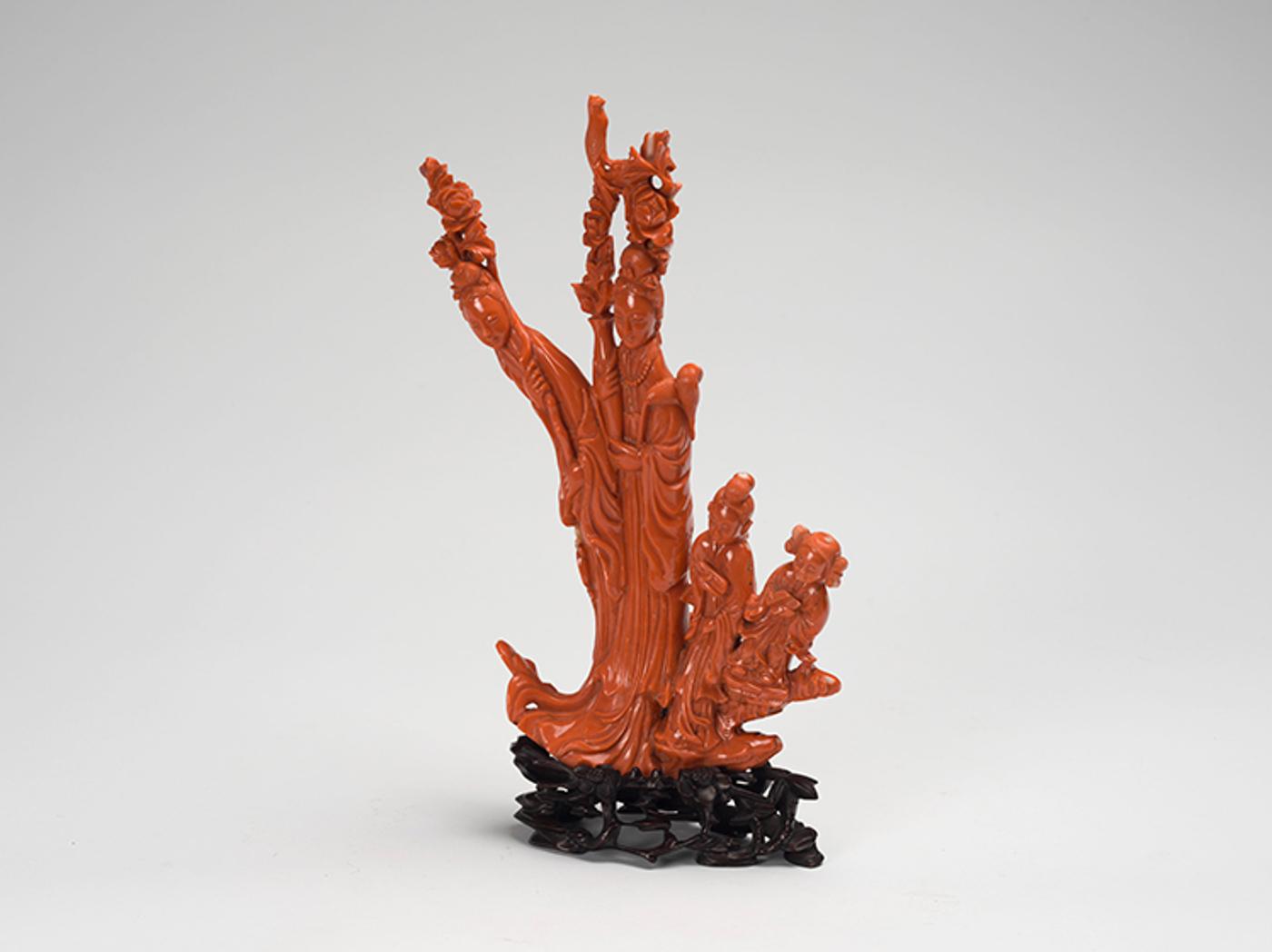 Chinese Art - A Large Chinese Coral Carved Figural Group, Late Qing Dynasty