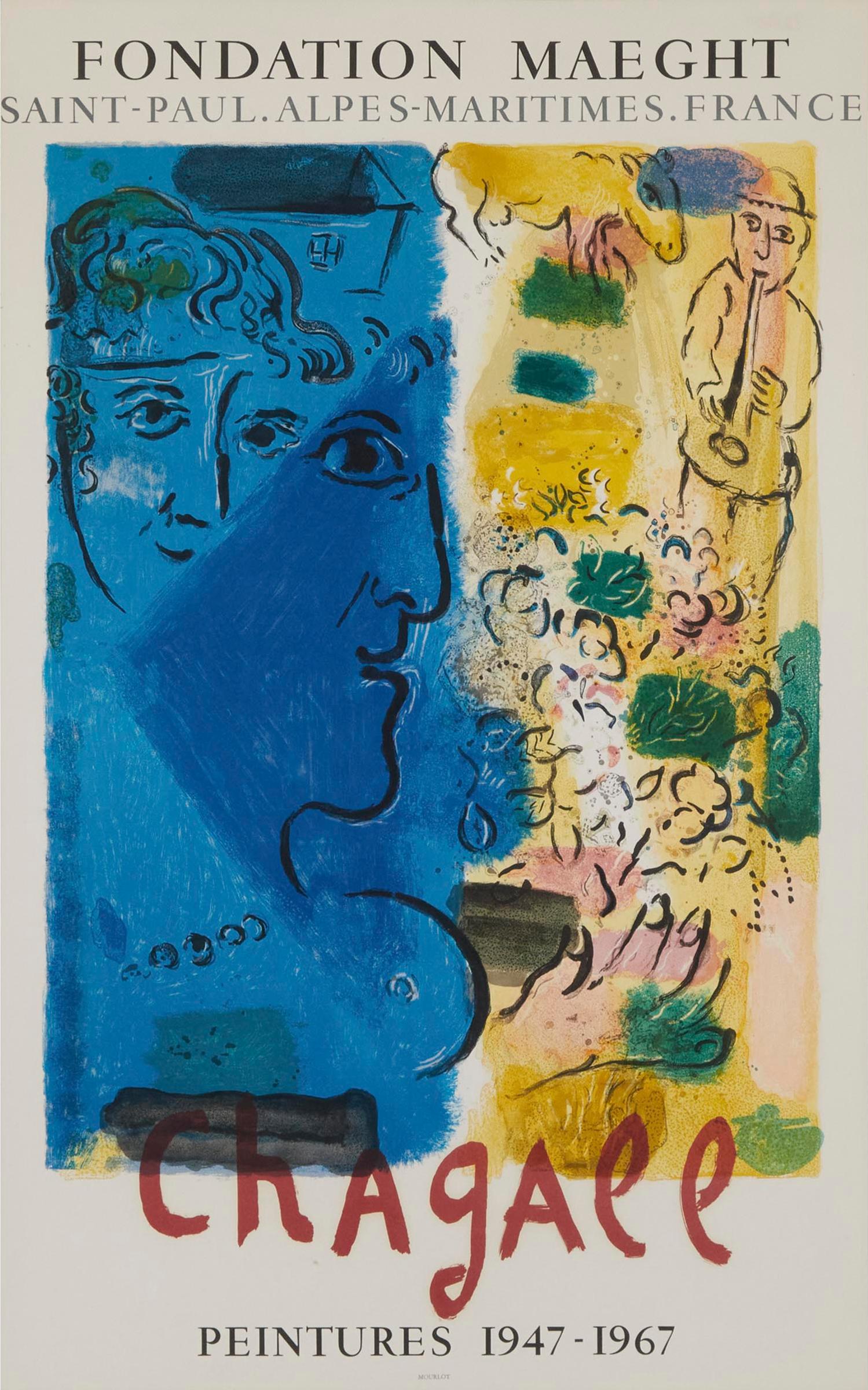 Marc Chagall (1887-1985) - Affiche D'exposition (Profil Bleu), 1967