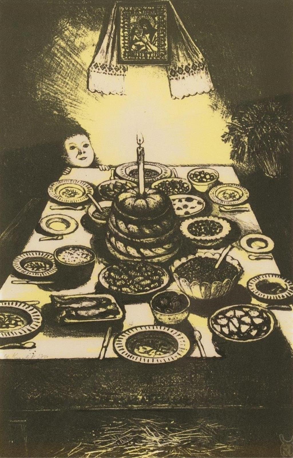 William Kurelek (1927-1977) - Ukranian Christmas Eve Feast; 1973