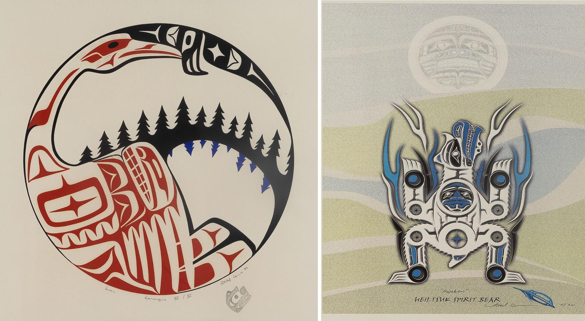 Fred Anderson (1966) - Heiltsuk Spirit Bear Awaken And Swan, 1984 (Two Works)