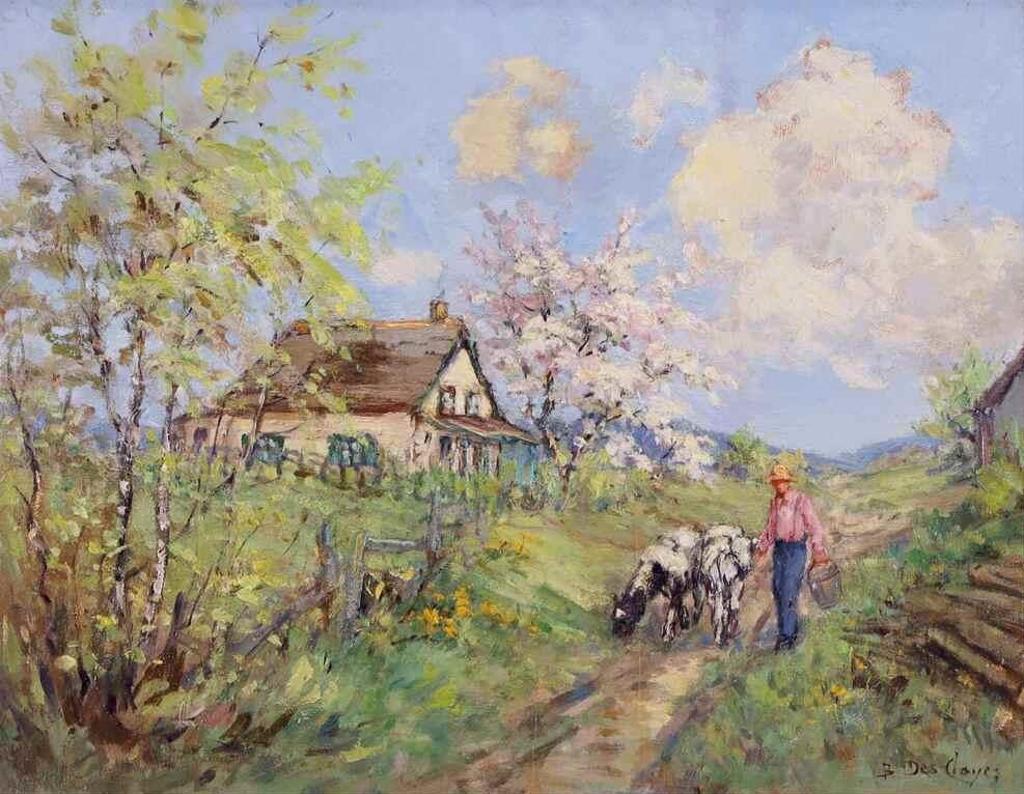 Berthe Des Clayes (1877-1968) - Bringing Home The Cows (Spring, Eastern Townships)