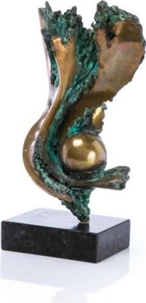 Andrew P (1938) - Abstract bronze sculpture with gilt and verdigris