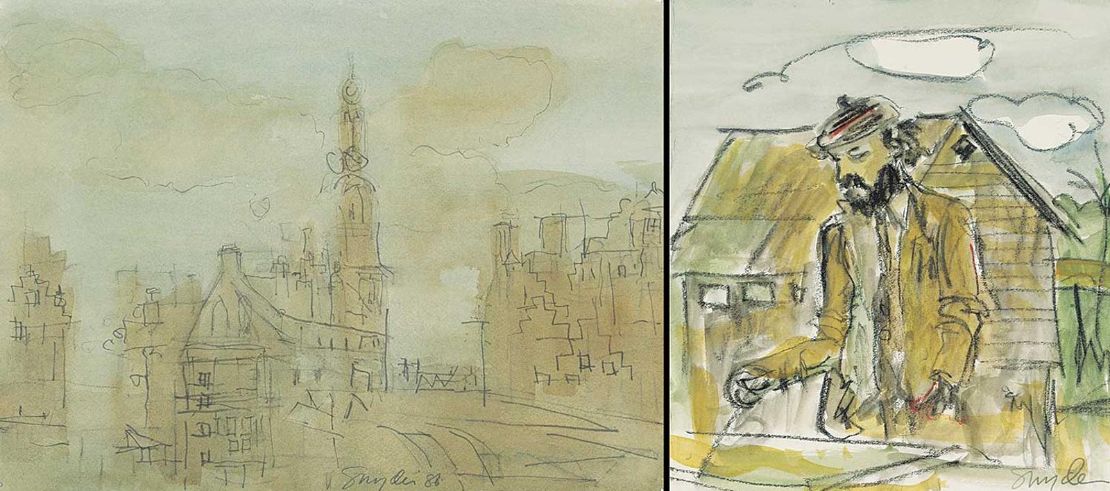 Gordon Snyder (1951) - Clock Tower, Amsterdam / Portrait Sketch
