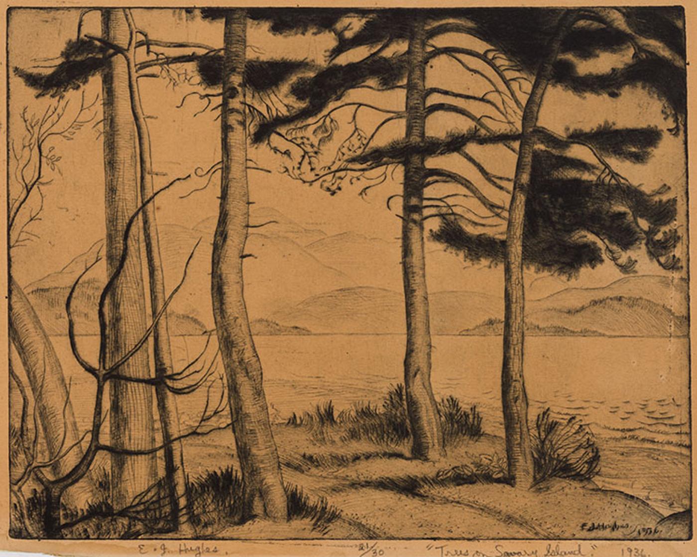 Edward John (E. J.) Hughes (1913-2007) - Trees on Savary Island