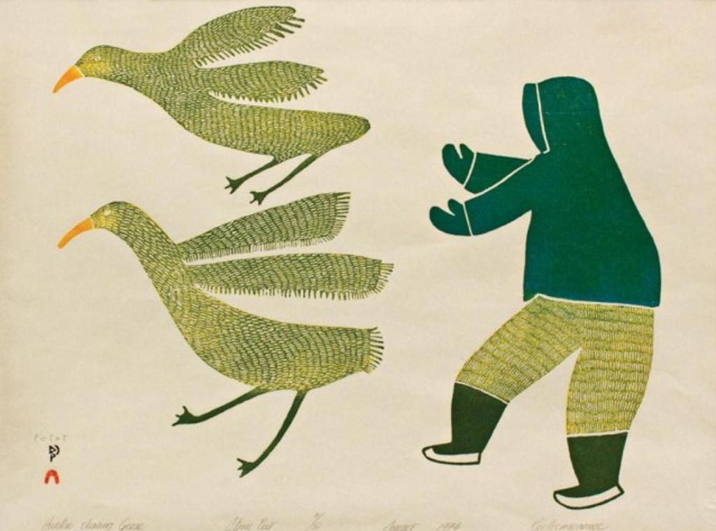 Keeleemeeoomee Samualie (1919-1983) - Hunter Chasing Geese