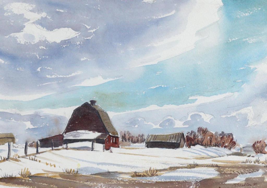 Margaret Dorothy Shelton (1915-1984) - Barn In Winter; 1980