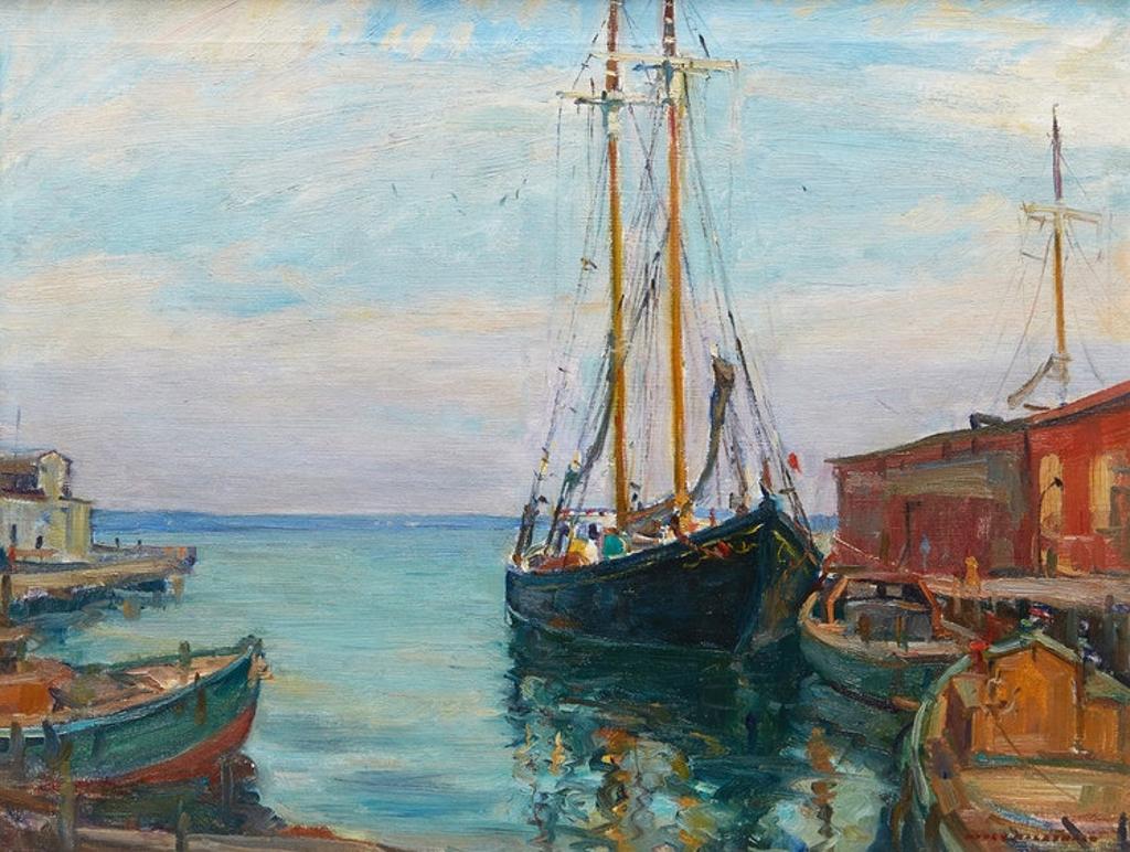Manly Edward MacDonald (1889-1971) - Schooner, North Sydney Wharf, N.S.