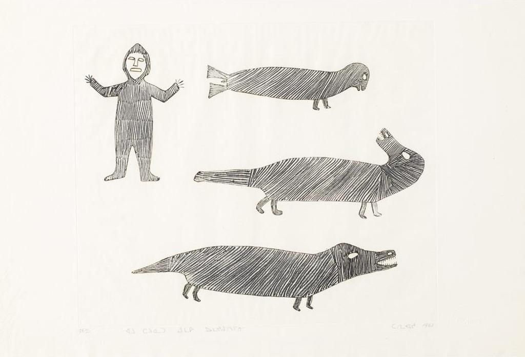 Tuckyashuk (1898-1972) - Man Watching Sea Animals; Kayak Hunter
