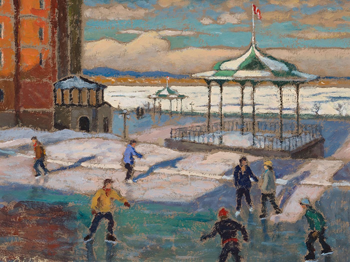 Antoine Bittar (1957) - Skating Near Château Frontenac, Quebec City