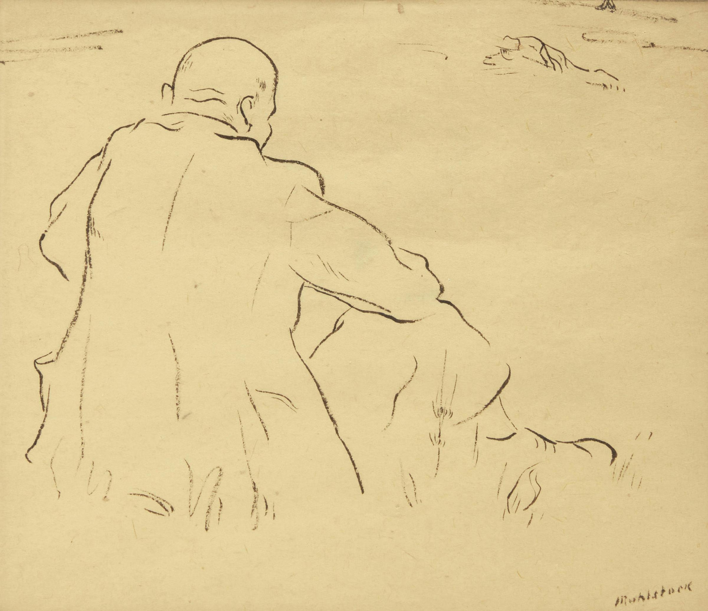 Louis Muhlstock (1904-2001) - Seated Man; Pigeons of St. Famille