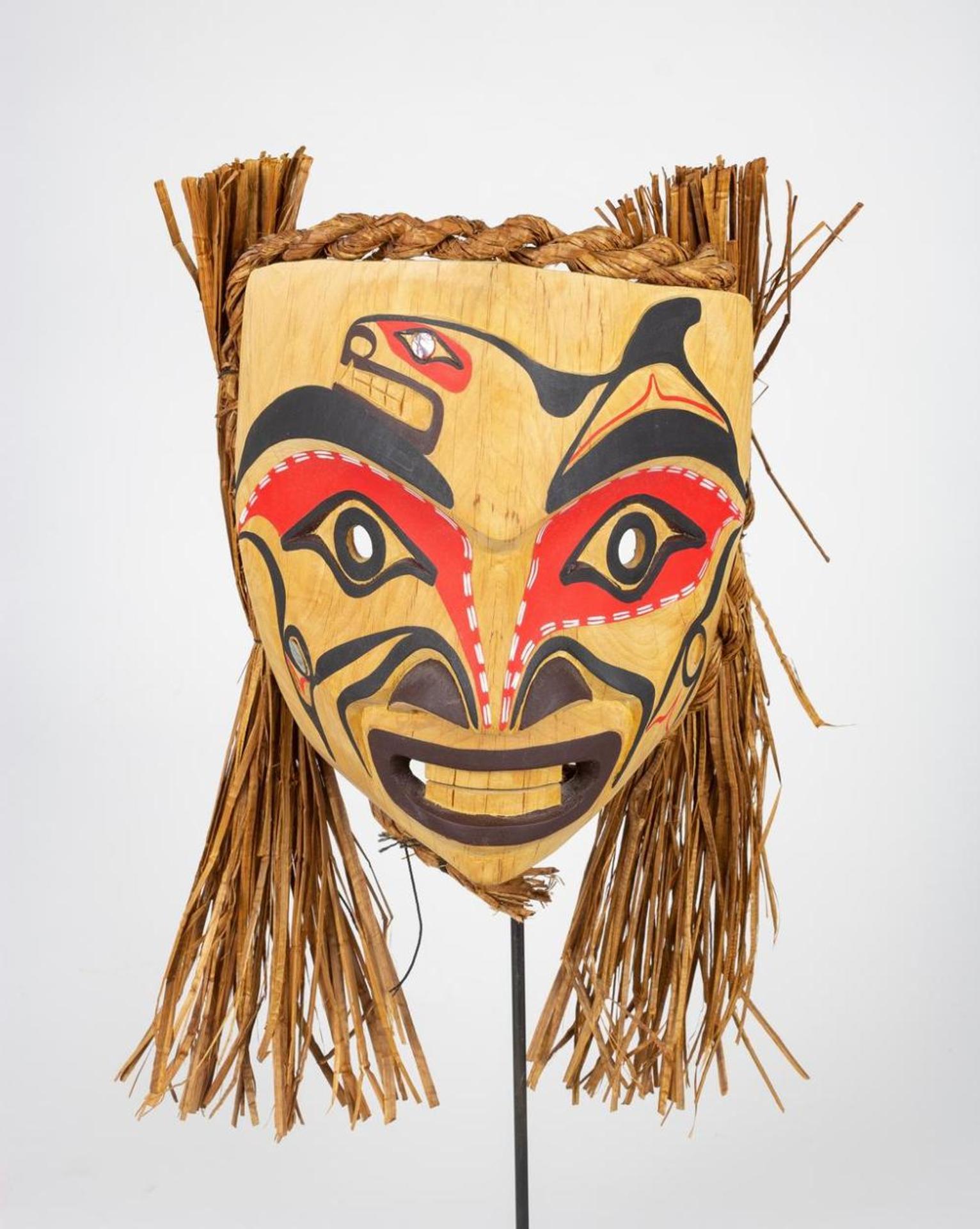 Hugh Sam - a carved and polychromed young Whaler mask