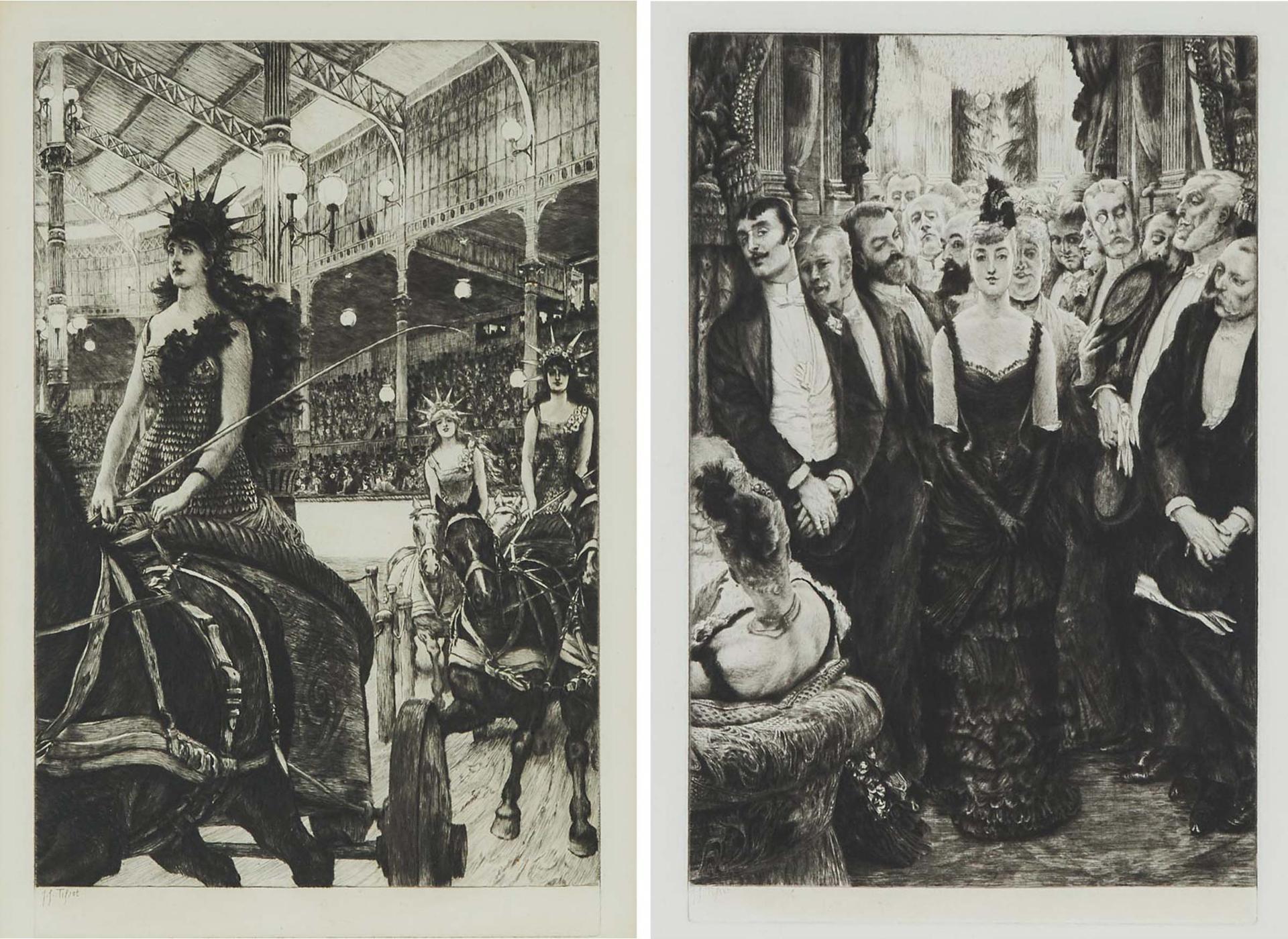 James Jacques Joseph Tissot (1836-1902) - Ces Dames Des Chars (From Le Femme À Paris), 1885 [wentworth, 78 ]; Untitled (Ladies And Gentlemen At A Social Gathering)