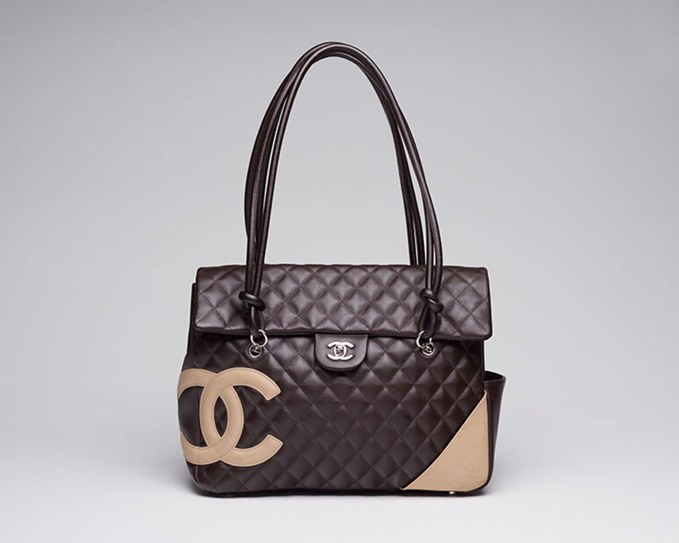 Chanel - A BROWN CAMBON LAMBSKIN LEATHER FLAP SHOULDER HANDBAG
