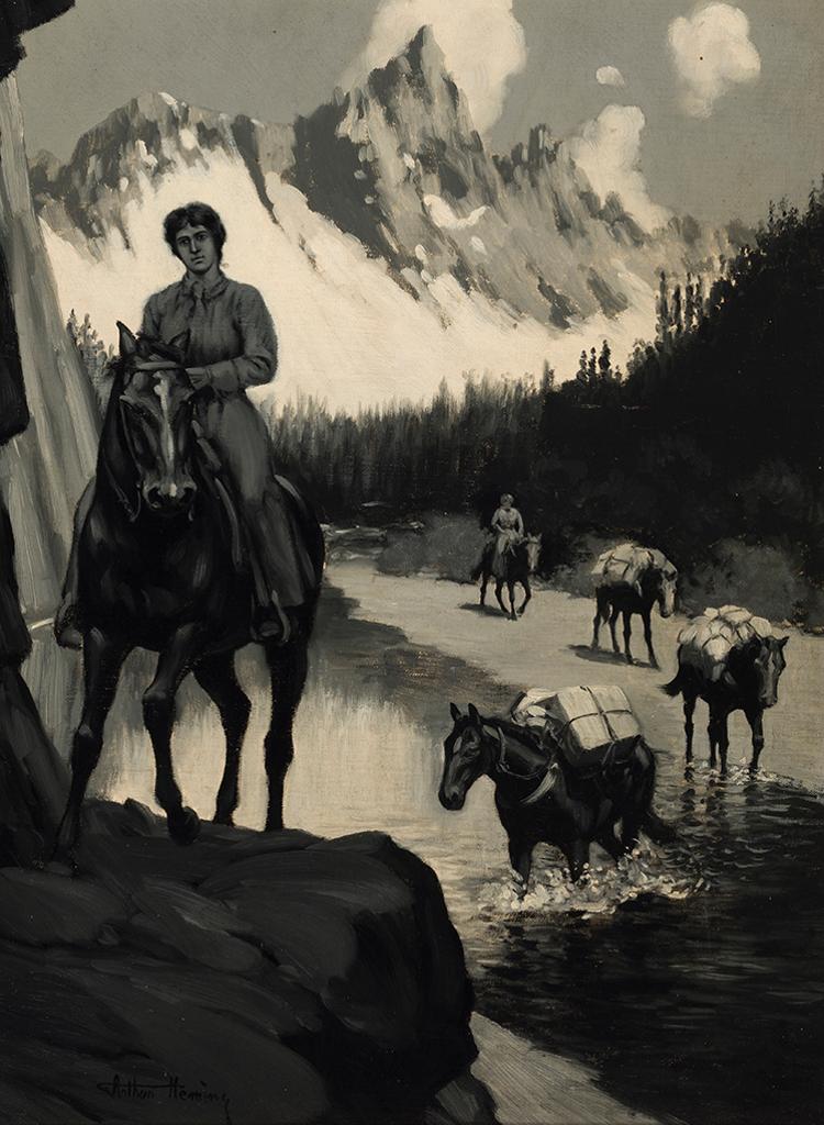 Arthur Henry Howard Heming (1870-1940) - Horse Team through Mountain Pass (Winter in the Mountains)