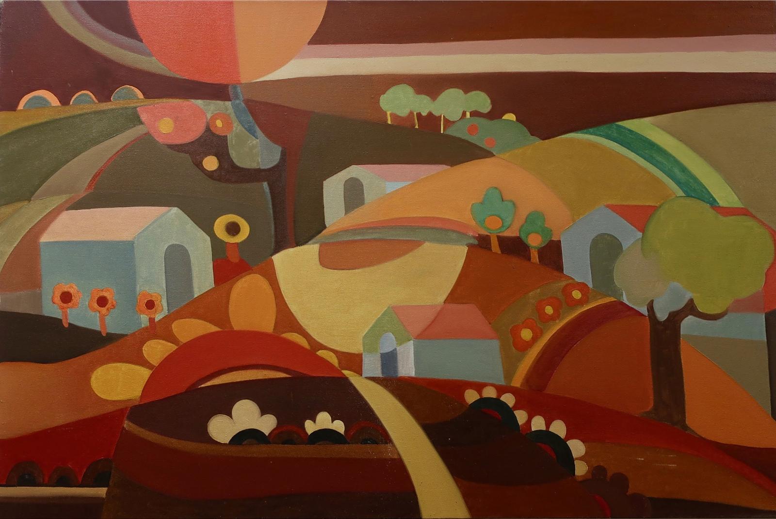 Margaret Spataru (1948-1996) - Untitled (Colourful Hills)