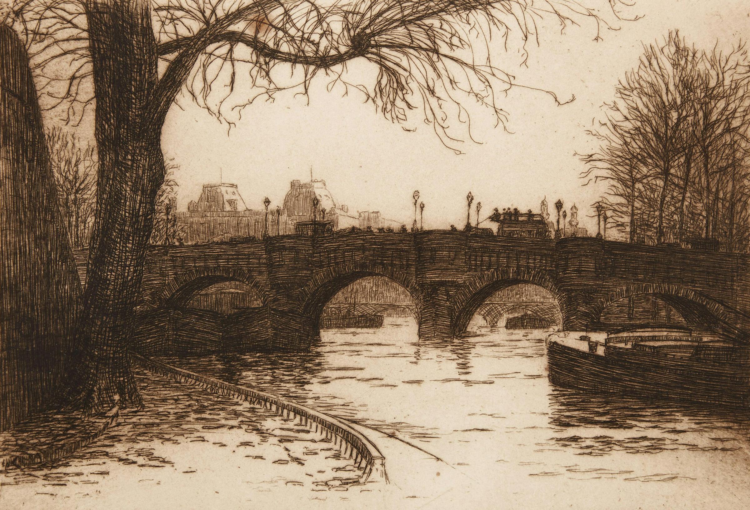 Caroline Helena Armington (1875-1939) - Pont Neuf et le Louvre, Paris