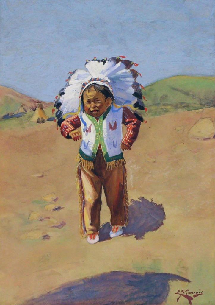 Edmund Montague Morris (1871-1913) - Portrait Of A Native Boy In Ceremonial Dress; Ca 1910
