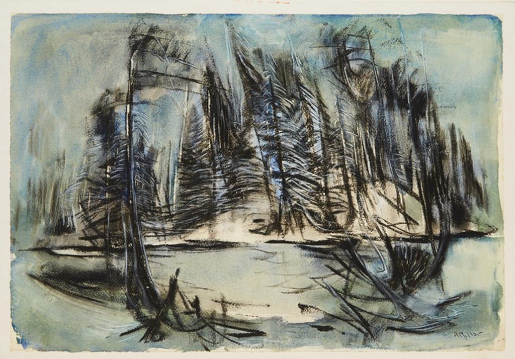 Alexander Samuel Millar (1921-1978) - Six Pines in a Landscape; Evening Landscape with Pines; Abstract Coastal Landscape with Pines; Grey Landscape with Pines